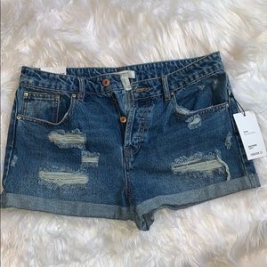 Forever 21 denim distressed girlfriend shorts